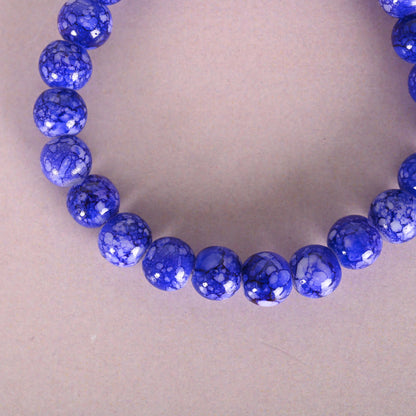 Unisex Blue Marbel Crystal Elasticated Bracelet