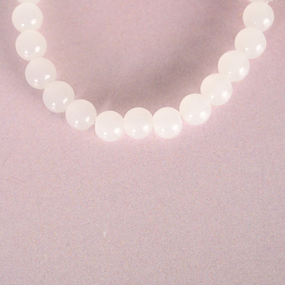 Unisex White Marbel Crystal Elasticated Bracelet