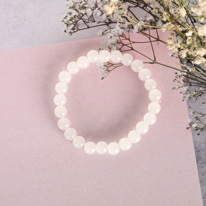 Unisex White Marbel Crystal Elasticated Bracelet