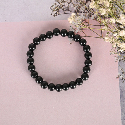Unisex Black Marbel crystal Elasticated bracelet