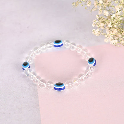 Unisex Evil EyeTransparent Beaded Elasticated Bracelet