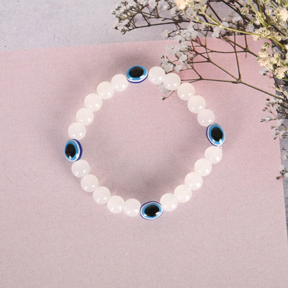 Unisex White Marbel Crystal Elasticated Bracelet
