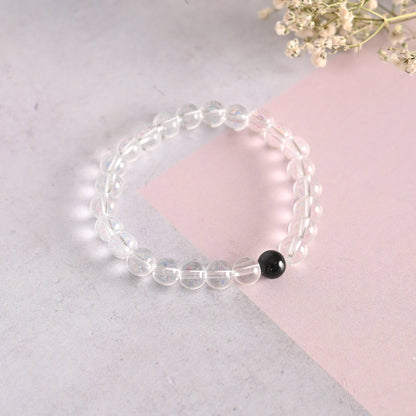Unisex Transparent Beaded Elasticated Bracelet