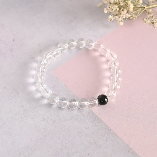 Unisex Transparent Beaded Elasticated Bracelet
