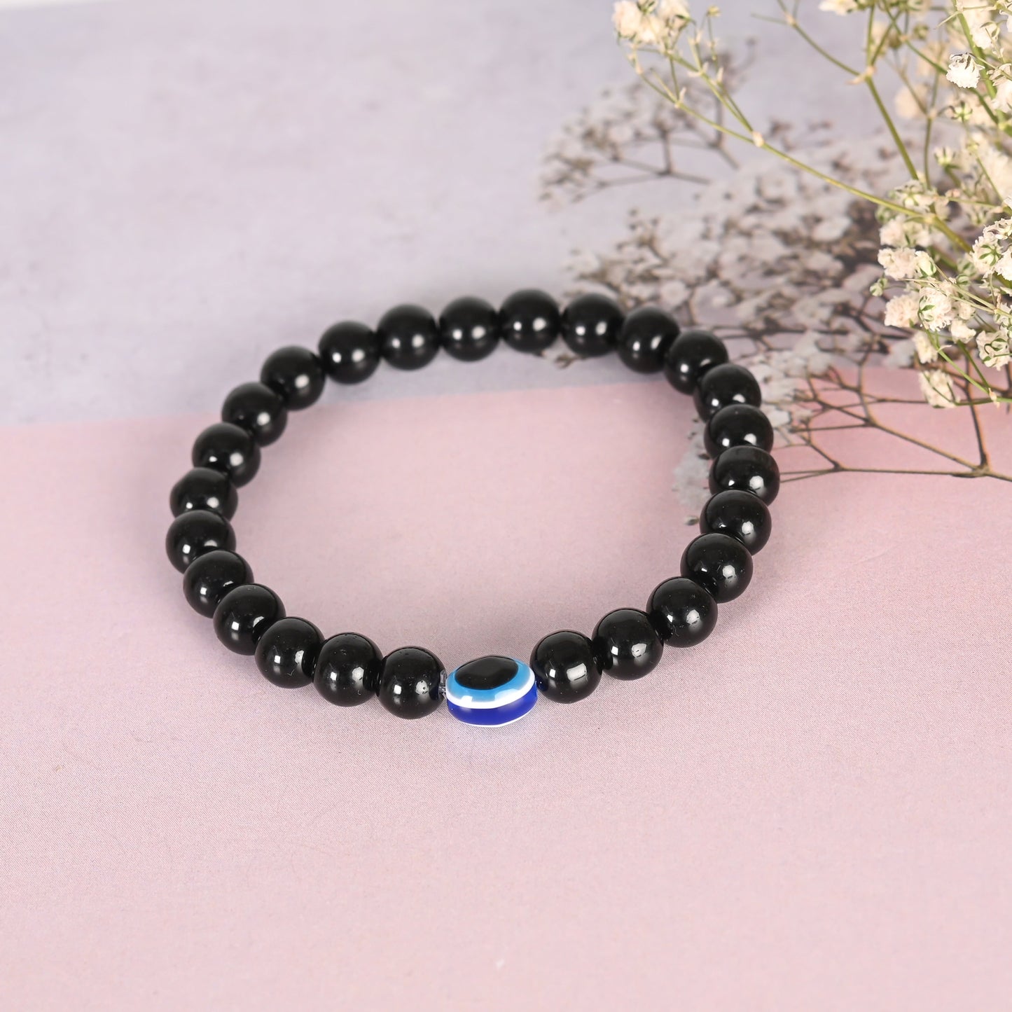 Unisex Marble Crystal Beaded Elasticated Bracelet