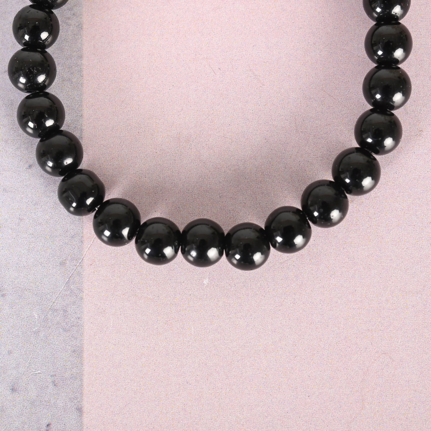 Unisex Black Marble Crystal Beaded Elasticated Bracelet