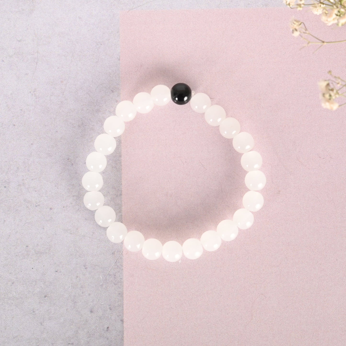 Unisex White Marbel Crystal Elasticated Bracelet