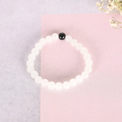 Unisex White Marbel Crystal Elasticated Bracelet