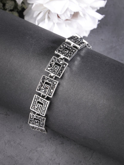 Women's American Diamond Rhodium-Plated Link Bracelet