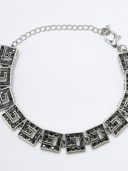 Women's American Diamond Rhodium-Plated Link Bracelet