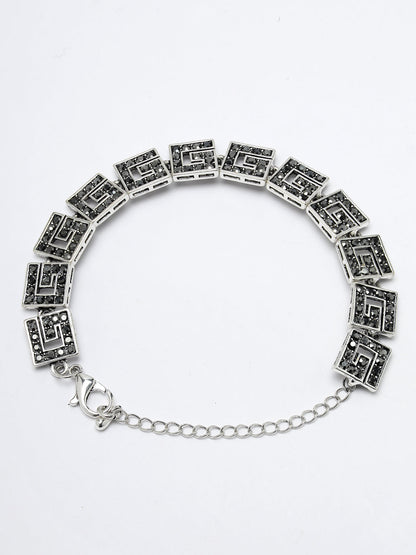 Women's American Diamond Rhodium-Plated Link Bracelet
