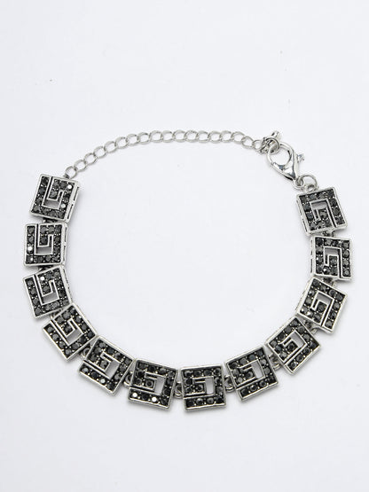 Women's American Diamond Rhodium-Plated Link Bracelet