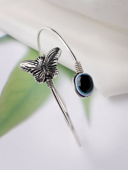 Women's Oxidised Rhodium-Plated Evil Eye Kada Bracelet