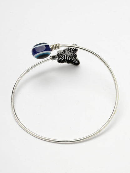 Women's Oxidised Rhodium-Plated Evil Eye Kada Bracelet