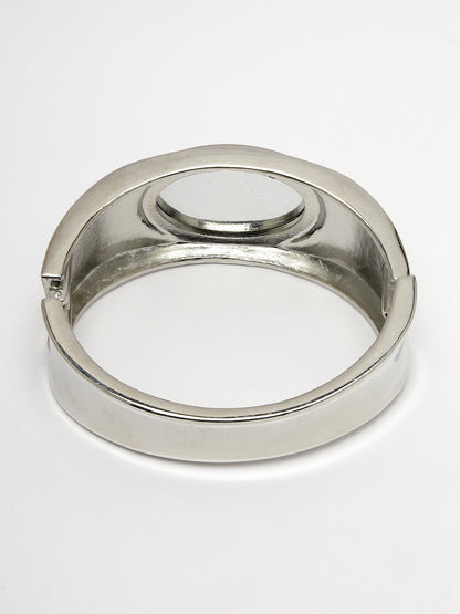 Women's Silver-Toned Topaz Rhodium-Plated Kada Bracelet