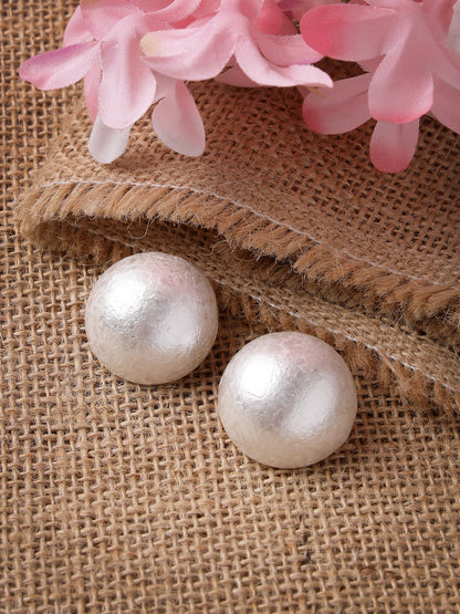 Women's white color Circular moon Stud earrings
