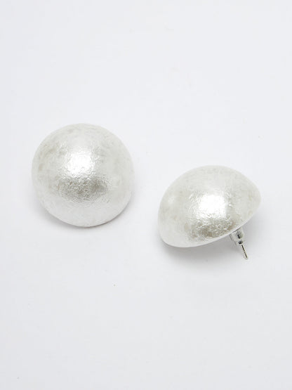 Women's white color Circular moon Stud earrings