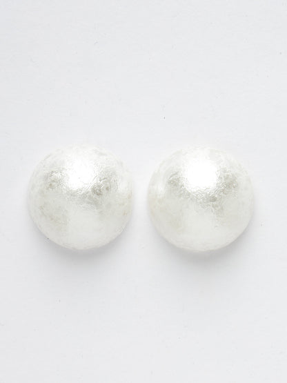 Women's white color Circular moon Stud earrings