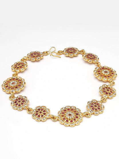 Women's Gold-Plated Traditional Meenakari Stones Trending Matha Patti