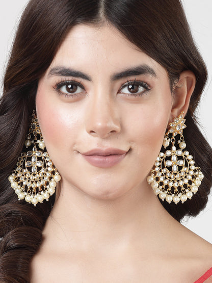Women's Gold Plated Kundan Chandbali Earrings
