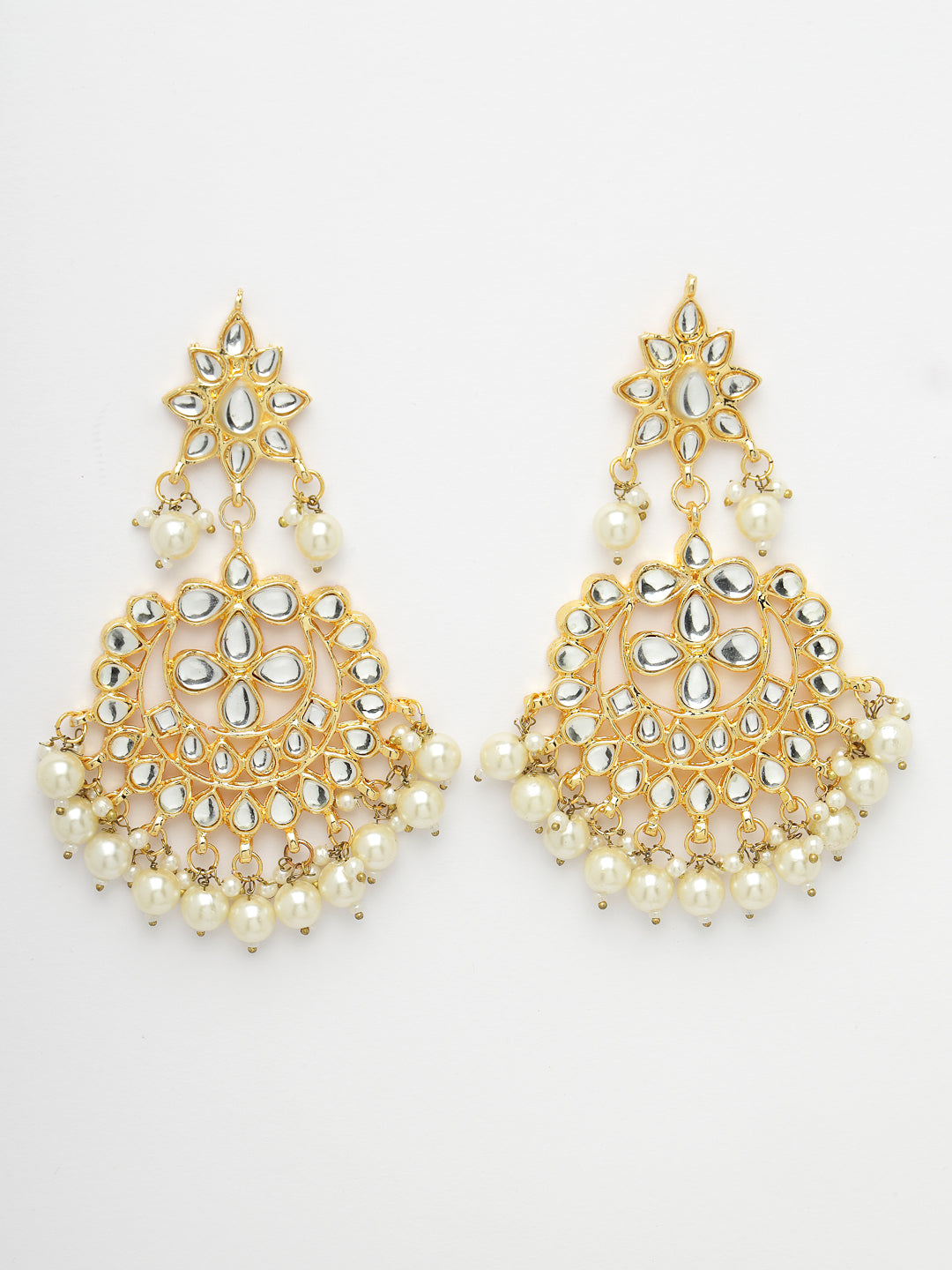 Women's Gold Plated Kundan Chandbali Earrings