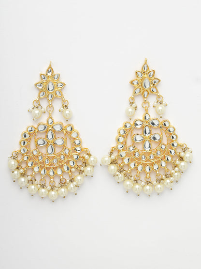 Women's Gold Plated Kundan Chandbali Earrings