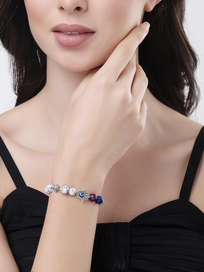 Unisex Multi colour Marbel Crystal Elasticated Bracelet