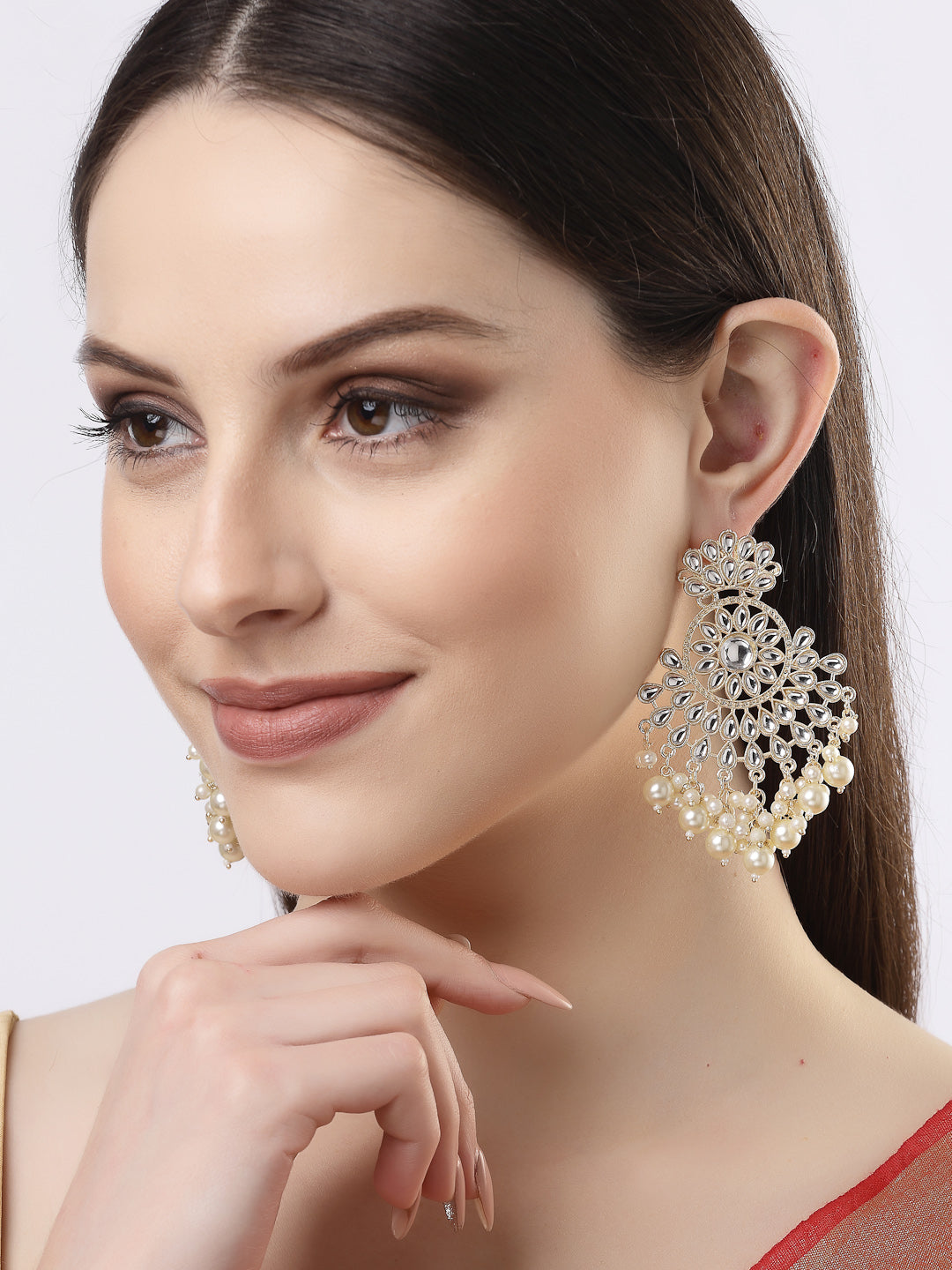 Women's Gold-Plated Kundan Chandbali Earrings