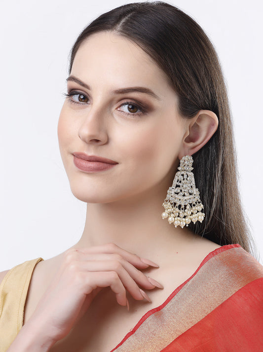 Women's Gold-Plated Kundan Drop Earrings