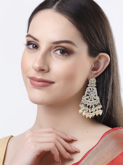 Women's Gold-Plated Kundan Drop Earrings