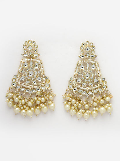 Women's Gold-Plated Kundan Drop Earrings
