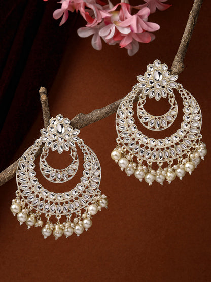 Women's Gold-Plated Kundan Handcrafted Chandbalis Earrings