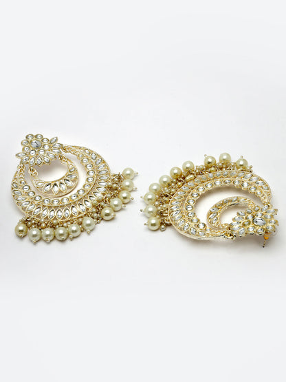 Women's Gold-Plated Kundan Handcrafted Chandbalis Earrings