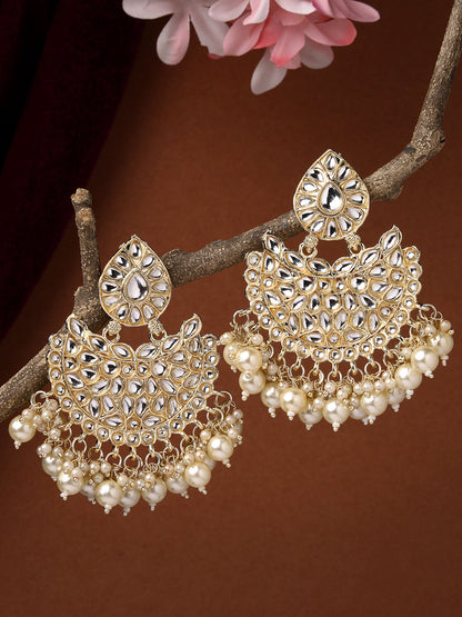 Women's Gold-Plated Kundan Chandbali Earrings