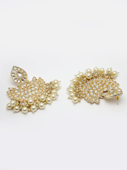 Women's Gold-Plated Kundan Chandbali Earrings