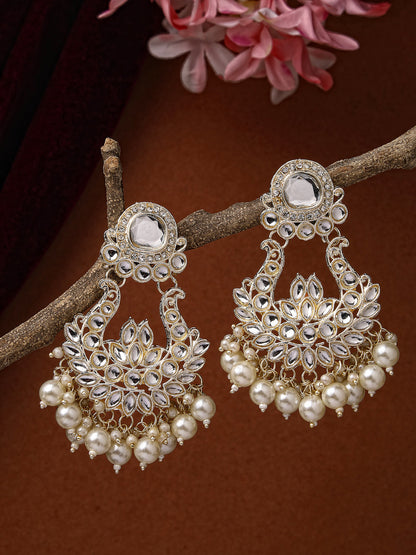 Women's Gold-Plated Kundan Chandbali Earrings
