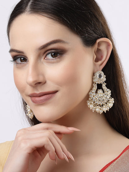 Women's Gold-Plated Kundan Chandbali Earrings