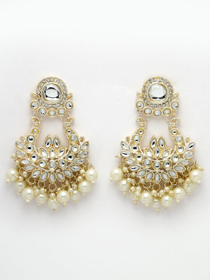 Women's Gold-Plated Kundan Chandbali Earrings