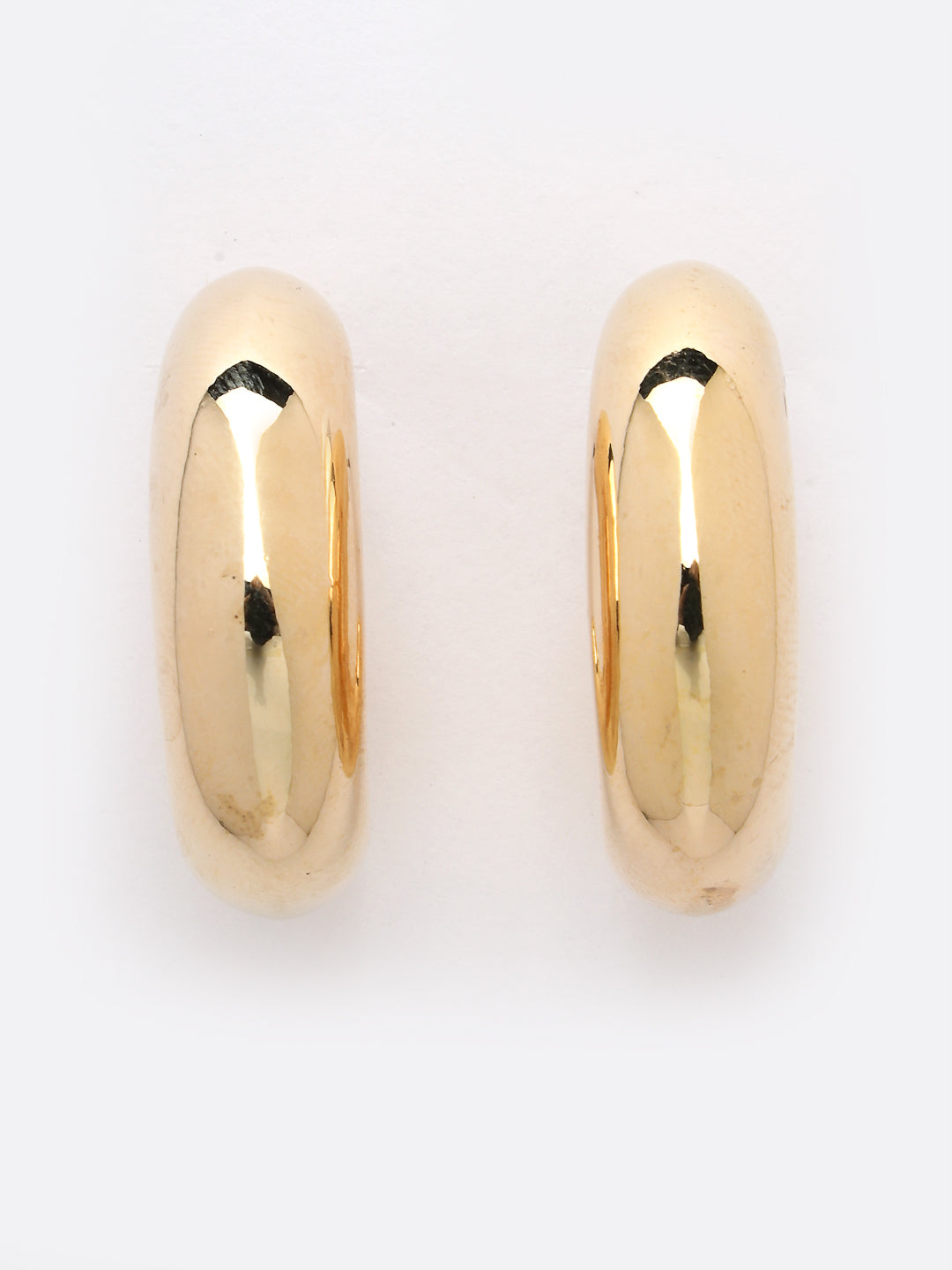 Women's Gold-Plated Circular-Shaped Half Hoop Earrings