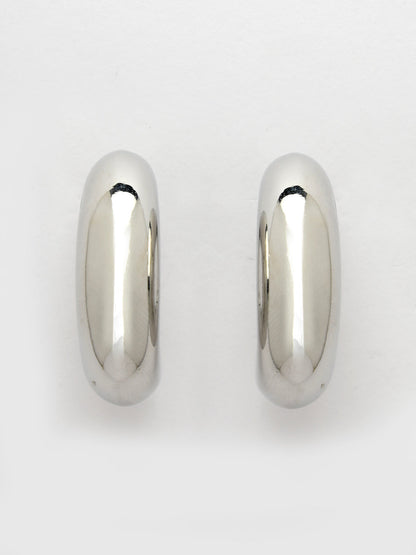 Women's Silver-Plated Circular-Shaped Half Hoop Earrings