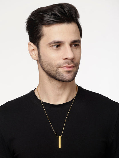 Men's Gold plated geomatric pendent with chain