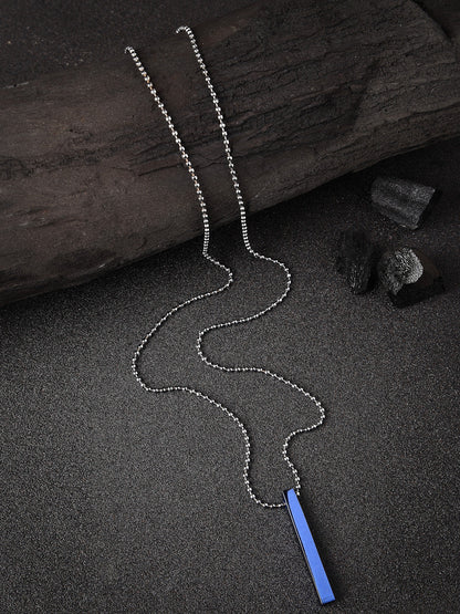 Men's blue plated geomatric pendent with chain