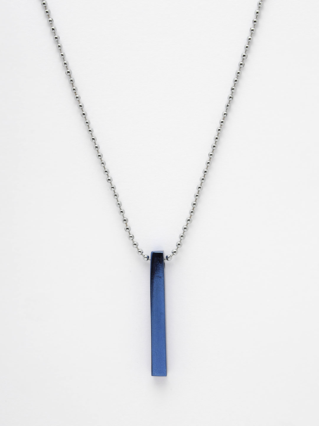 Men's blue plated geomatric pendent with chain