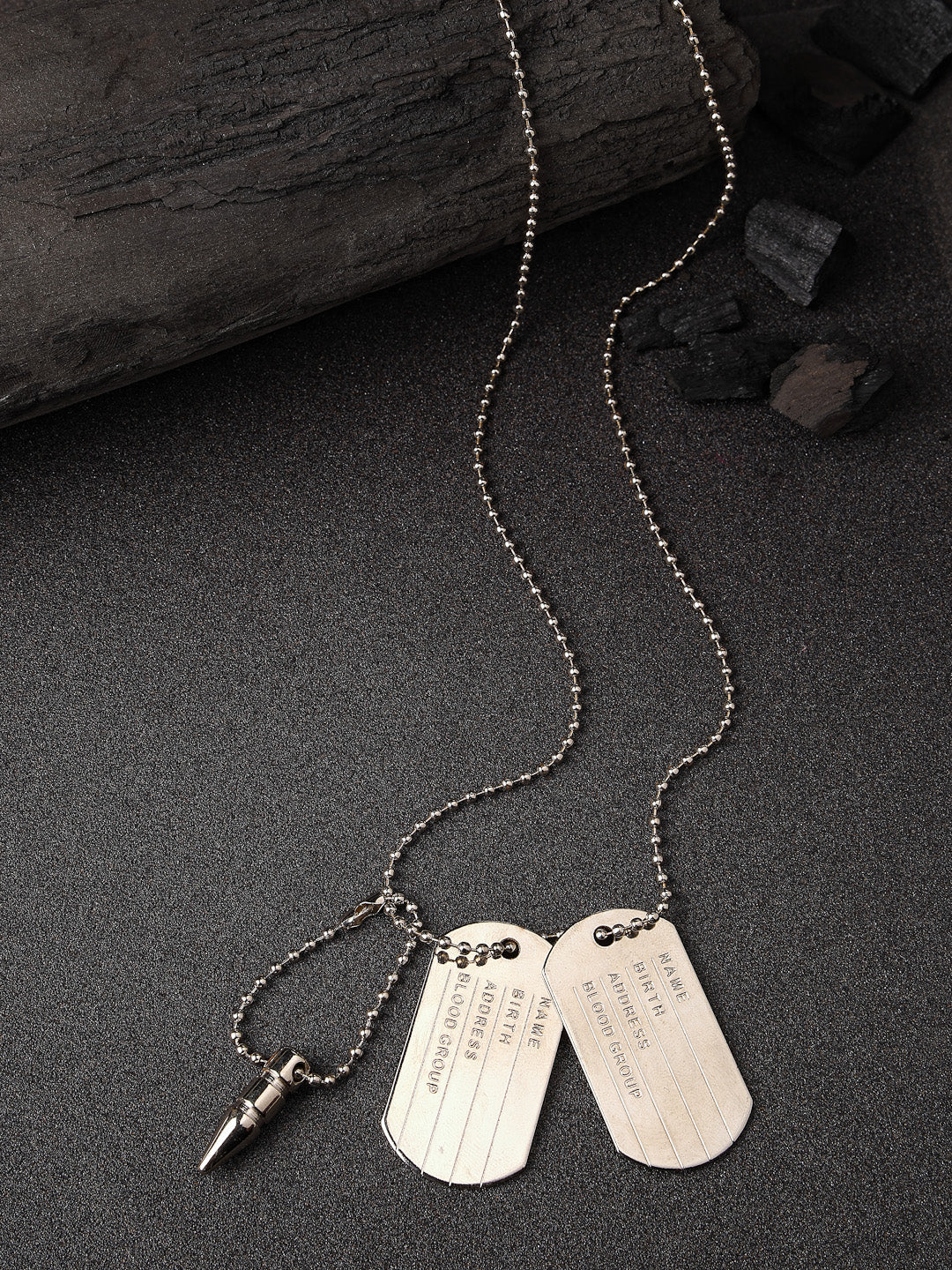 Men's silver plated milletry style pendent with chain