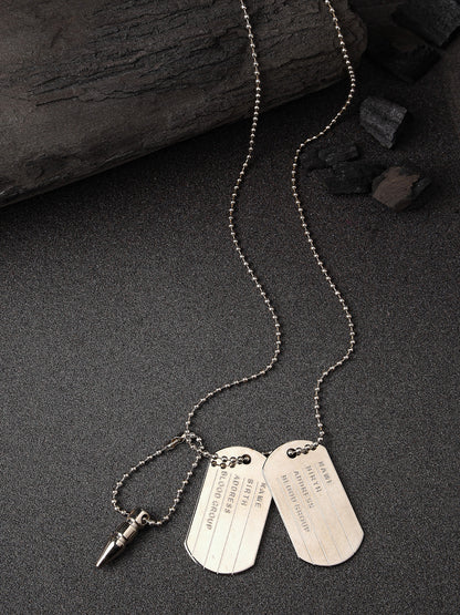 Men's silver plated milletry style pendent with chain