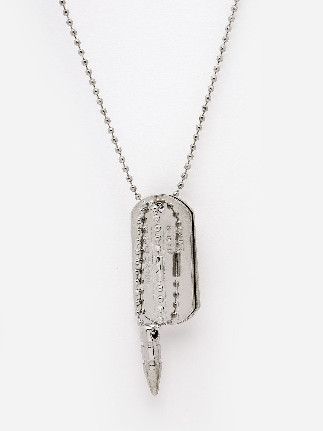 Men's silver plated milletry style pendent with chain