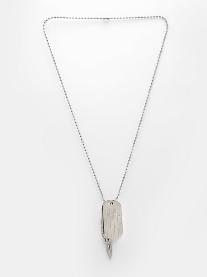 Men's silver plated milletry style pendent with chain