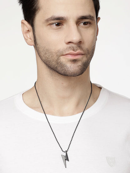 Men's black plated flash pendent with chain