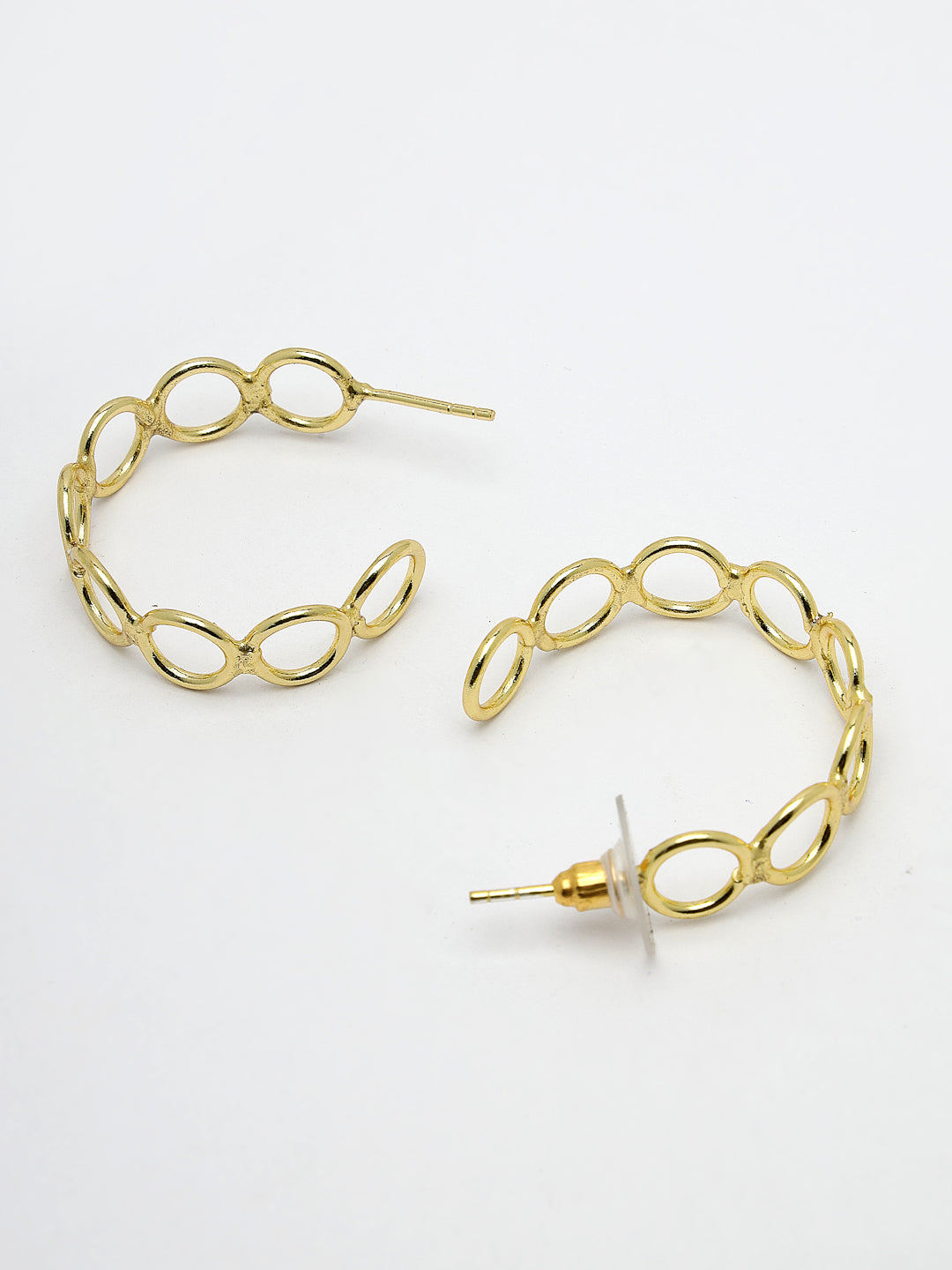 Women's Gold-plated Contemporary Half Hoop Earrings