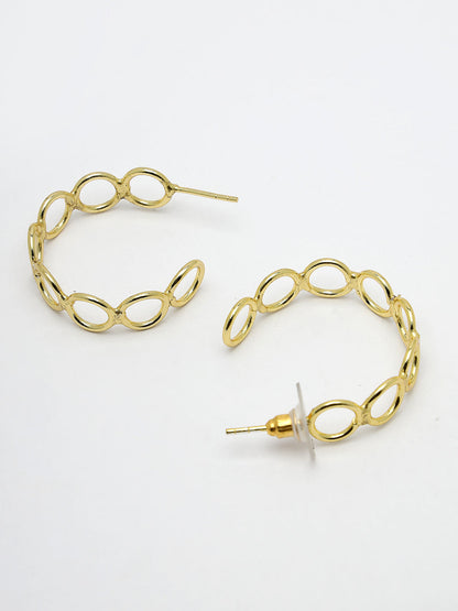 Women's Gold-plated Contemporary Half Hoop Earrings